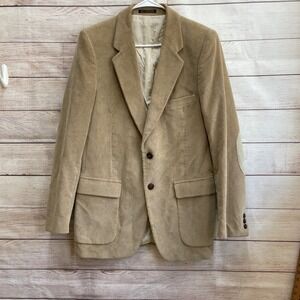 EUROPE CRAFT CORDUROY BLAZER WITH LEATHER ELBOW PATCHES IN BEIGE